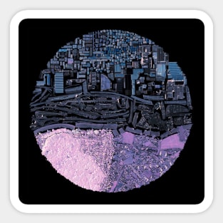 the dark city in genius loci ecopop pattern ecosystem art Sticker